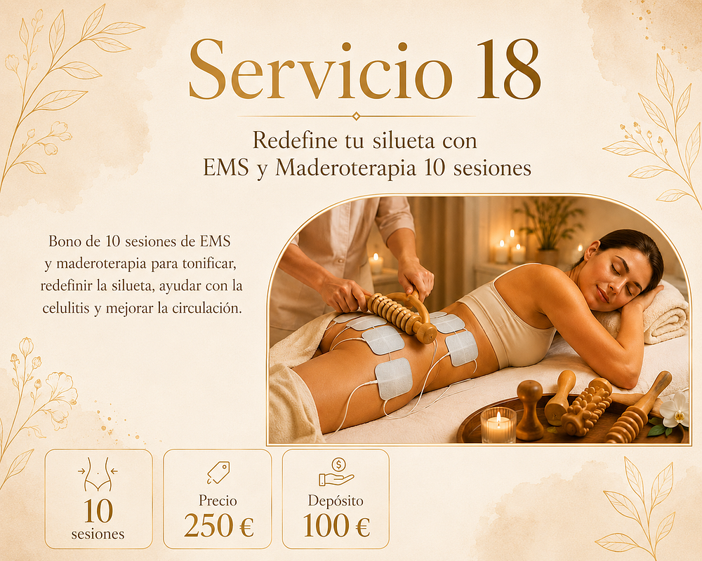 Bono de 10 sesiones de EMS y maderoterapia para tonificar, redefinir la silueta, ayudar con la celulitis y mejorar la circulación.